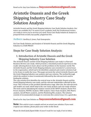 Aristotle Onassis And The Greek Shipping Industry Case Study Solution Analysis