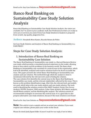 Banco Real Banking On Sustainability Case Study Solution Analysis