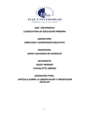 Orientación y observación educativa