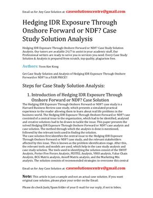 Hedging IDR Exposure Through Onshore Forward Or NDF? Case Study Solution Analysis