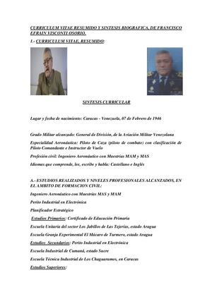 Curriculum Vitae resumido, y Síntesis Biográfica de Francisco Efrain Visconti Osorio