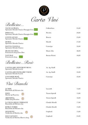 Carta dei vini - Ristorante Pantalin