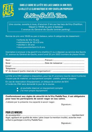 Inscription Viry paddle tour 2023