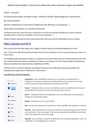Quizlet Outil De Mémorisation