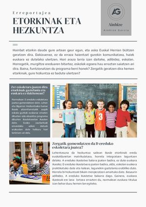 Etorkinak Eta Hezkuntza (Erreportajea) Ainhize García Areán