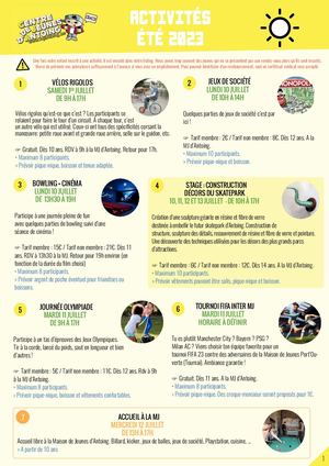 activités Été 2023 - Maison de Jeunes d'Antoing