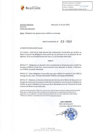 Fichier Parution Des Arrêtés 23 263 à 23 270 Du 15 06 2023