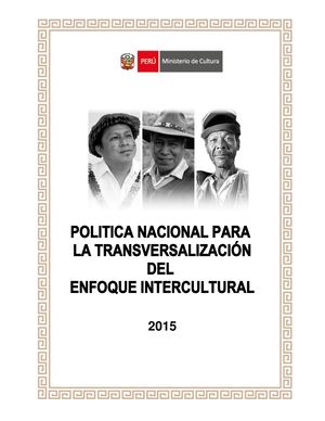 Politica Nacional De Transversalizacion Del Enfoque Intercultural