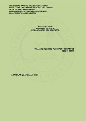 Proyecto Final, Administracion Del Cuidado Hospitalario