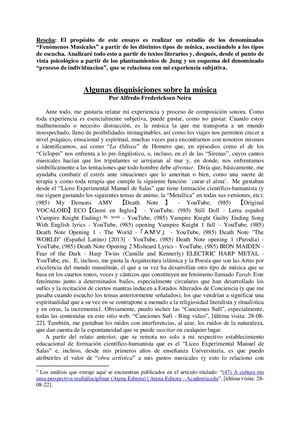 Algunas Disquisiciones Sobre La Música, por Alfredo Fredericksen Neira