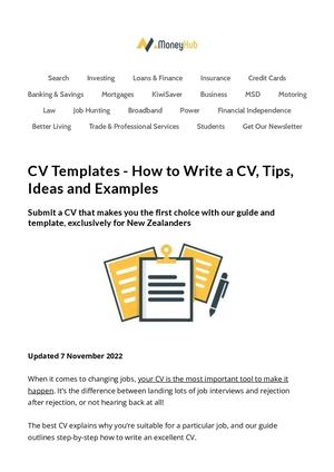 Calaméo - Best Nz Cv Templates, Examples And Tips Money Hub Nz