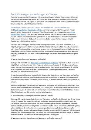 Kartenlegen Und Wahrsagen Am Telefon