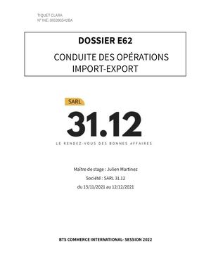 DOSSIER E62 IMPORT-EXPORT