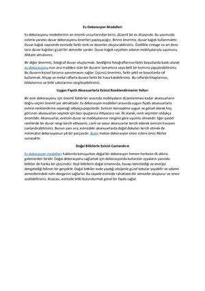 Ev Dekorasyon Modelleri