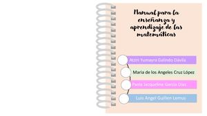 Manual Para La Enseñanza Y Aprendizaje De Las Matemáticas Presentación