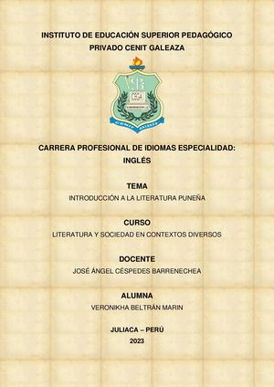 La Literatura Puneña