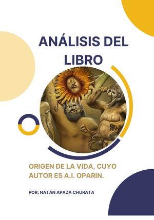 Análisis Del Libro Origen De La Vida,
