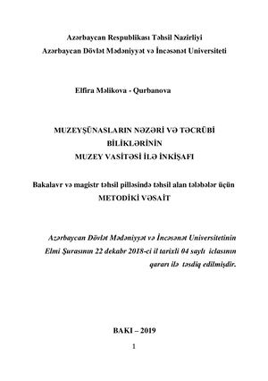Elfira Məlikova - Muzeyşünasların nəzəri və təcrübi bilikləri