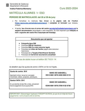 Informació Matricula Web 23 24
