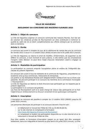 Règlement Concours Des Maisons Fleuries 2023