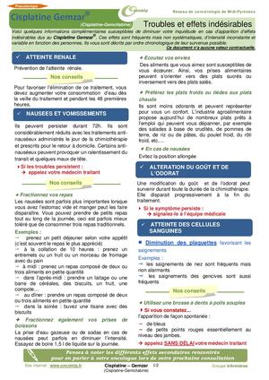 CIPLASTINE GEMZAR Ciplastine Gemcitabine Fiche Patient