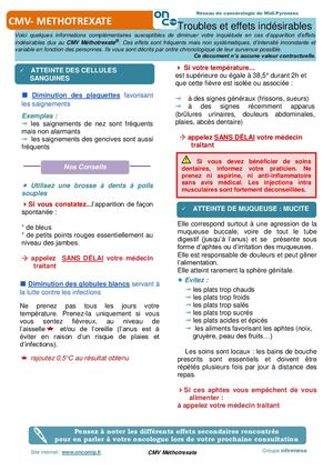 CMV Cisplatine Methotrexate Vinblastine Fiche Patient