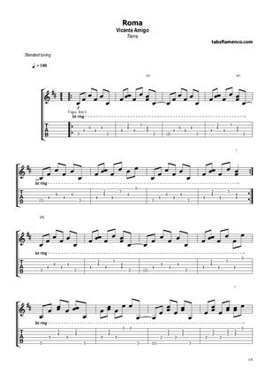 Roma -tablatura- Vicente Amigo