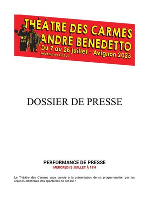 Dossier De Presse Off 2023