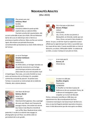 Nouveautés Adultes Mai 2023