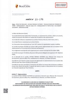 Fichier Parution De L'arrêté N°23 275 Du 20 06 2023