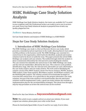 HSBC Holdings Case Study Solution Analysis