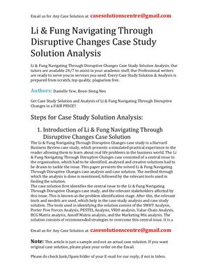 Li & Fung Navigating Through Disruptive Changes Case Study Solution Analysis
