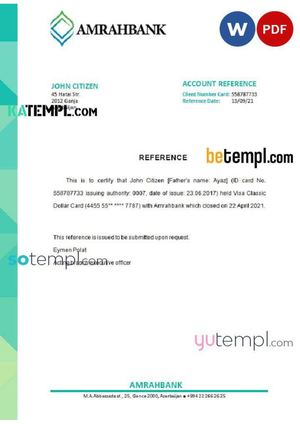 Azerbaijan Amrahbank Closurereference