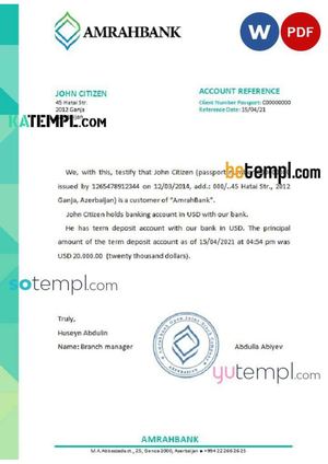 Azerbaijan Amrahbank Reference