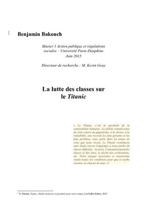 M1 Mémoire Titanic Bakouch