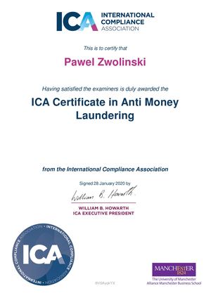 Ica Certificate In Anti Money Laundering Certificate