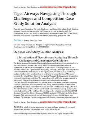 Tiger Airways Navigating Through Challenges And Competition Case Study Solution Analysis