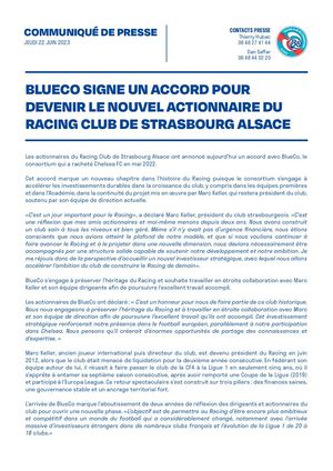 Communiqué du Racing club de Strasbourg