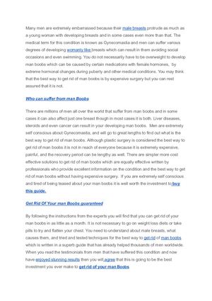 Get Rid Of The Large Breast Size In Men