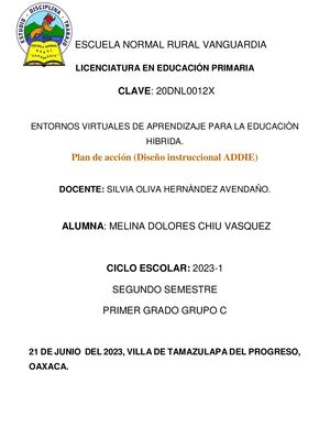 Plan de acción (Diseño instruccional ADDIE)