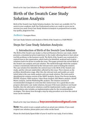 Birth Of The Swatch Case Study Solution Analysis