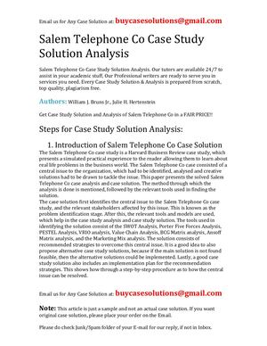 Salem Telephone Co Case Study Solution Analysis