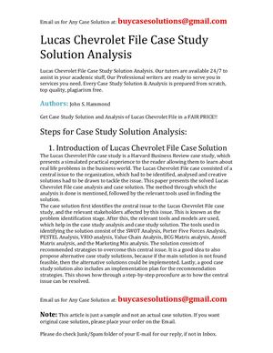 Lucas Chevrolet File Case Study Solution Analysis