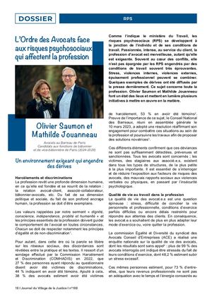 [RPS] Olivier Saumon et Mathilde Jouanneau, «L’Ordre des avocats face aux risques psychosociaux qui affectent la profession»