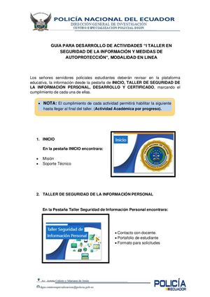 Guia Para Desarrollo De Actividades I Taller En Seguridad De La Información Personal Y Medidas De Autoprotección (1)