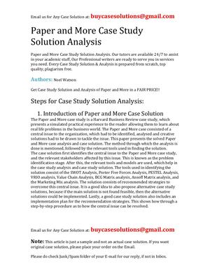 Calaméo - Paper And More Case Study Solution Analysis