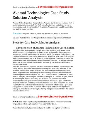 Akamai Technologies Case Study Solution Analysis