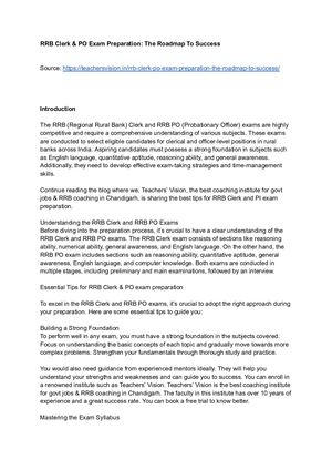 Rrb Clerk & Po Exam Preparation The Roadmap To Success