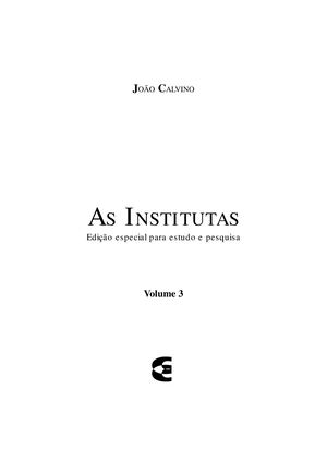 As Institutas 03 - Estudo
