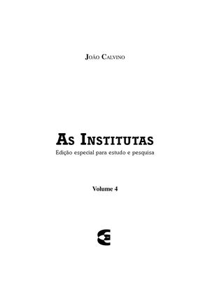 As Institutas 04 - Estudo